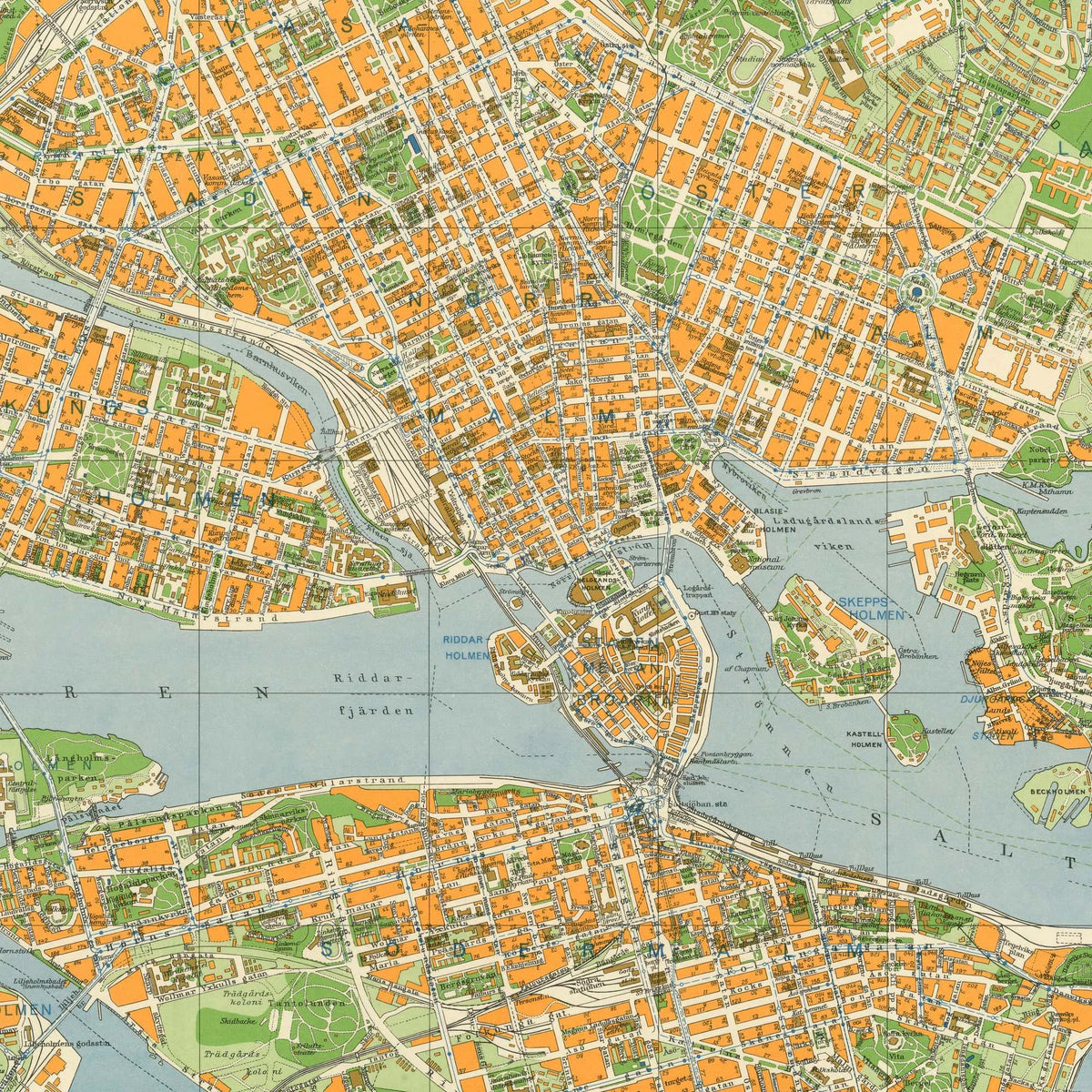 Det centrala Stockholm 1950 - Bykort - 85×68 cm – billede 4