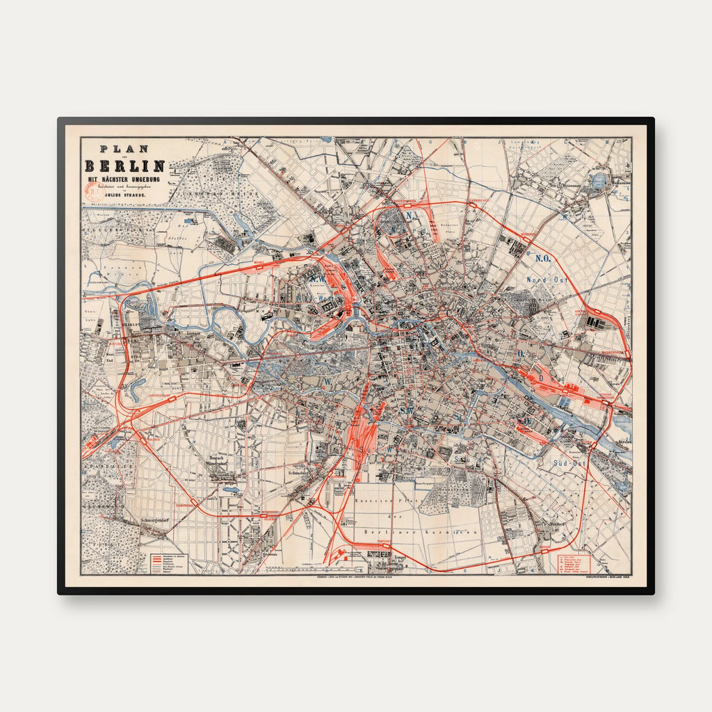 Plan von Berlin mit nächster Umgebung 1890 - Bykort - 100×80 cm – billede 1
