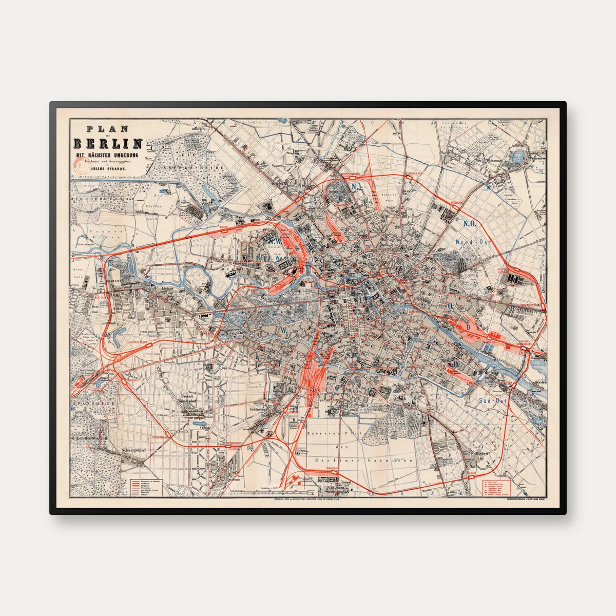 Plan von Berlin mit nächster Umgebung 1890 - Bykort - 100×80 cm – billede 1