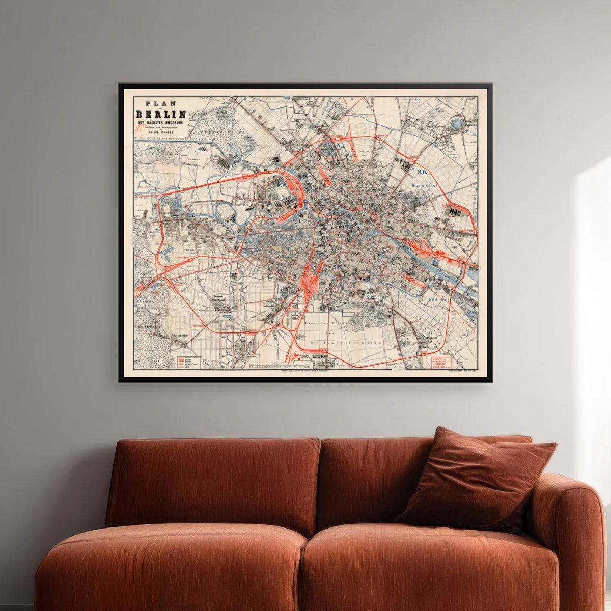Plan von Berlin mit nächster Umgebung 1890 - Bykort - 100×80 cm – billede 2