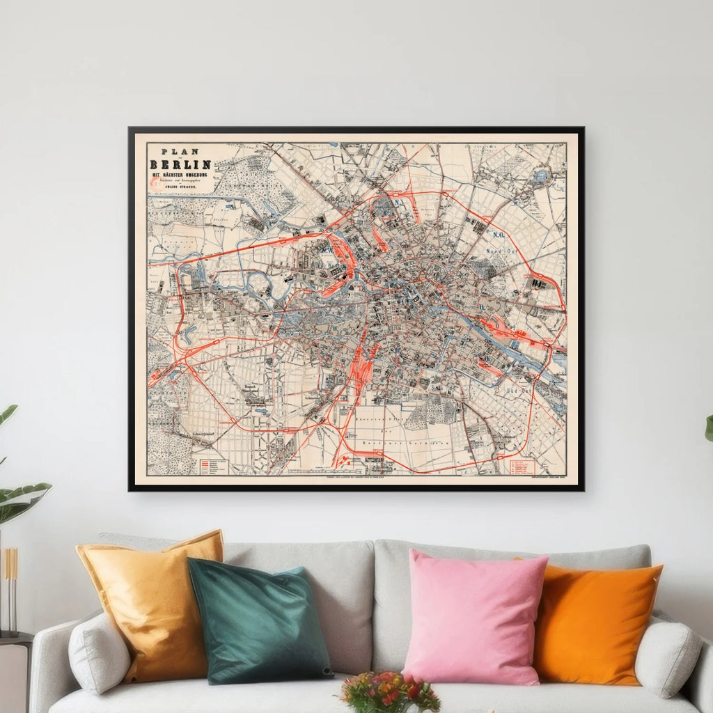 Plan von Berlin mit nächster Umgebung 1890 - Bykort - 100×80 cm – billede 3