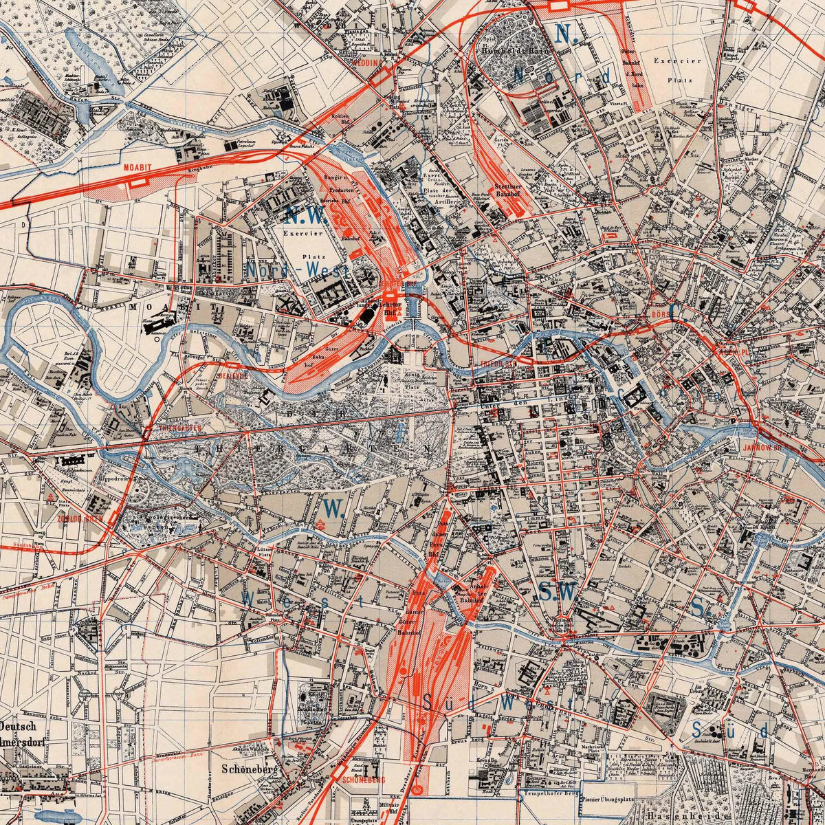Plan von Berlin mit nächster Umgebung 1890 - Bykort - 100×80 cm – billede 4