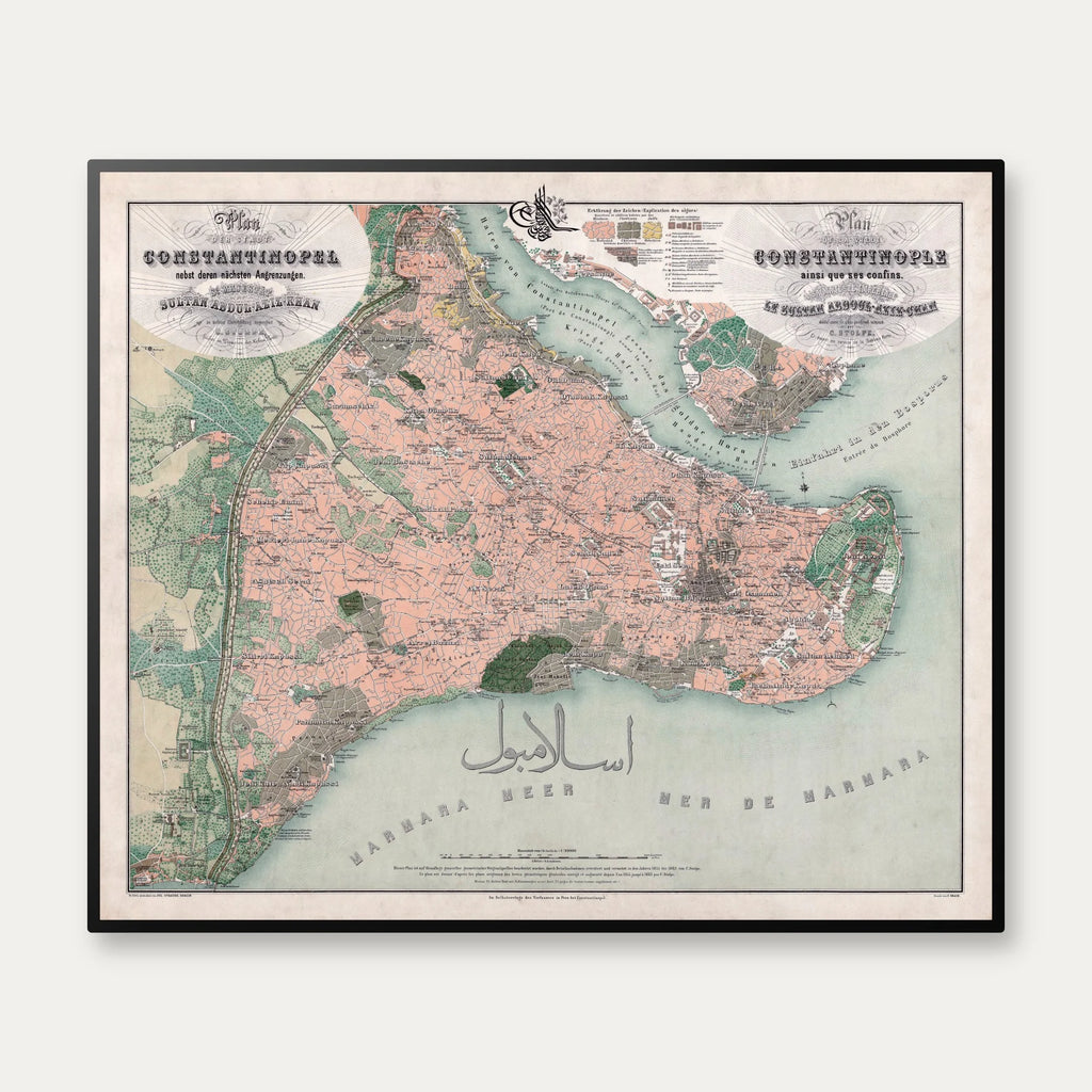 Plan der Stadt Constantinopel 1863 - Bykort - 83×70 cm – billede 1