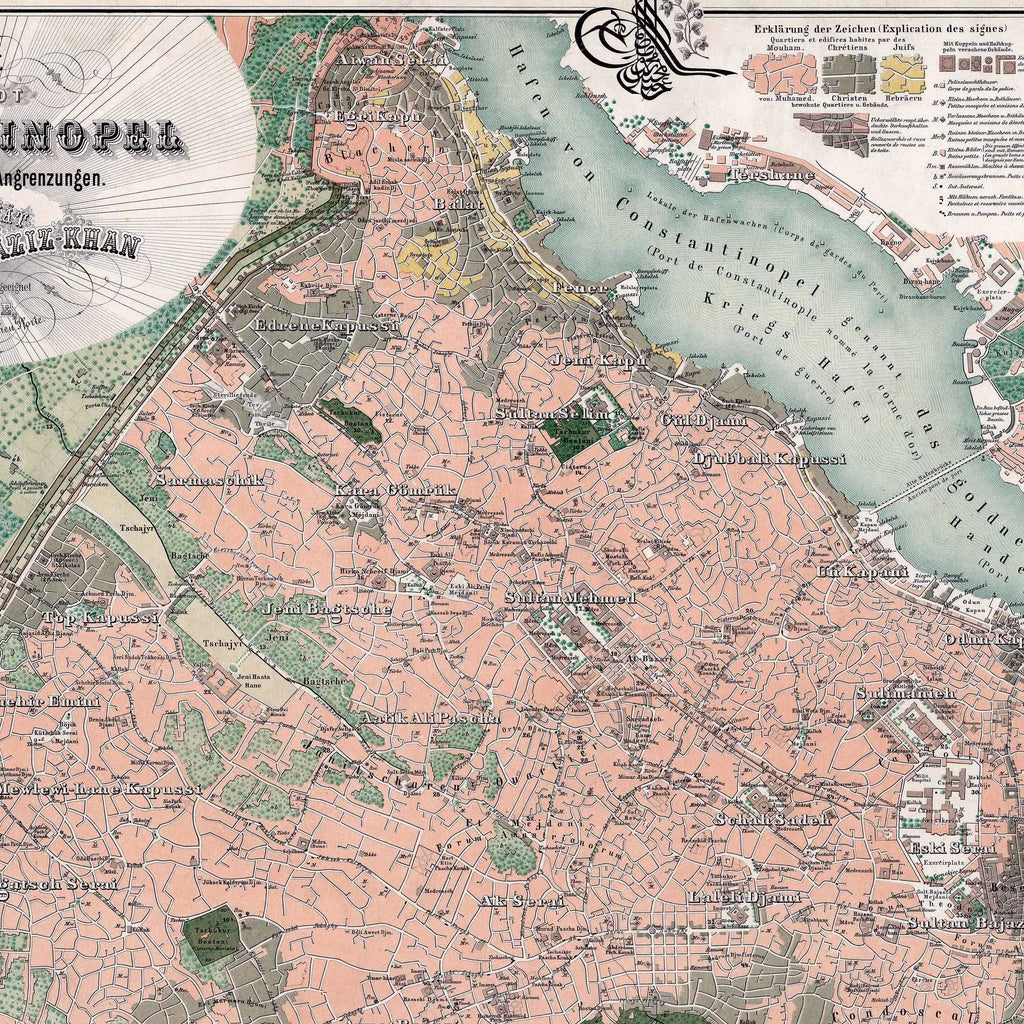 Plan der Stadt Constantinopel 1863 - Bykort - 83×70 cm – billede 2