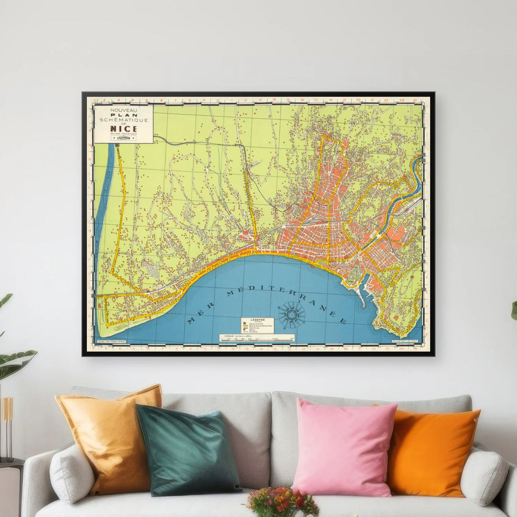 Ville de Nice 1928 - Bykort - 80×60 cm – billede 2