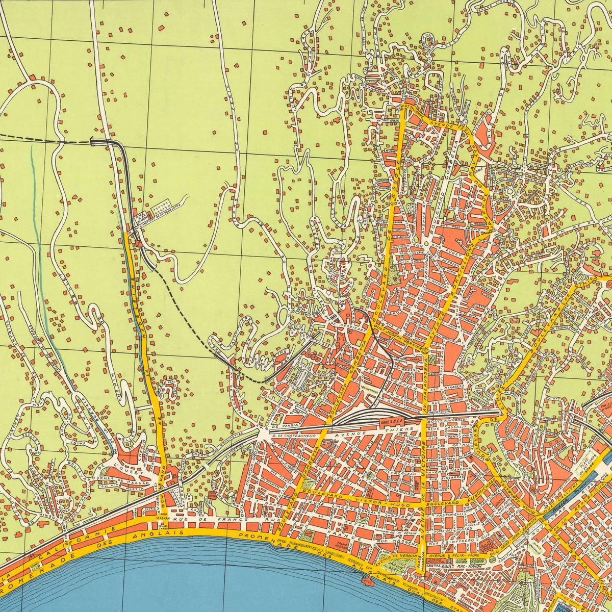 Ville de Nice 1928 - Bykort - 80×60 cm – billede 3