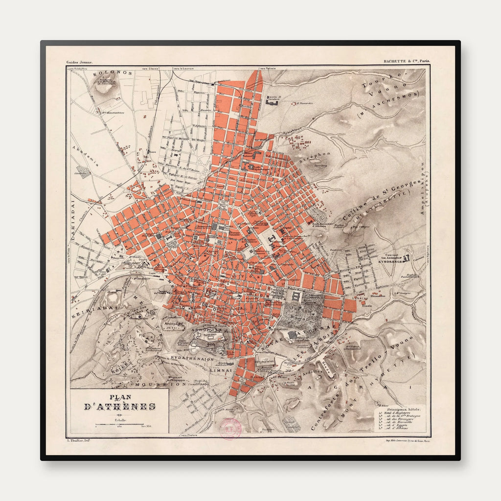 Plan d'Athènes 1888 - Bykort – billede 1