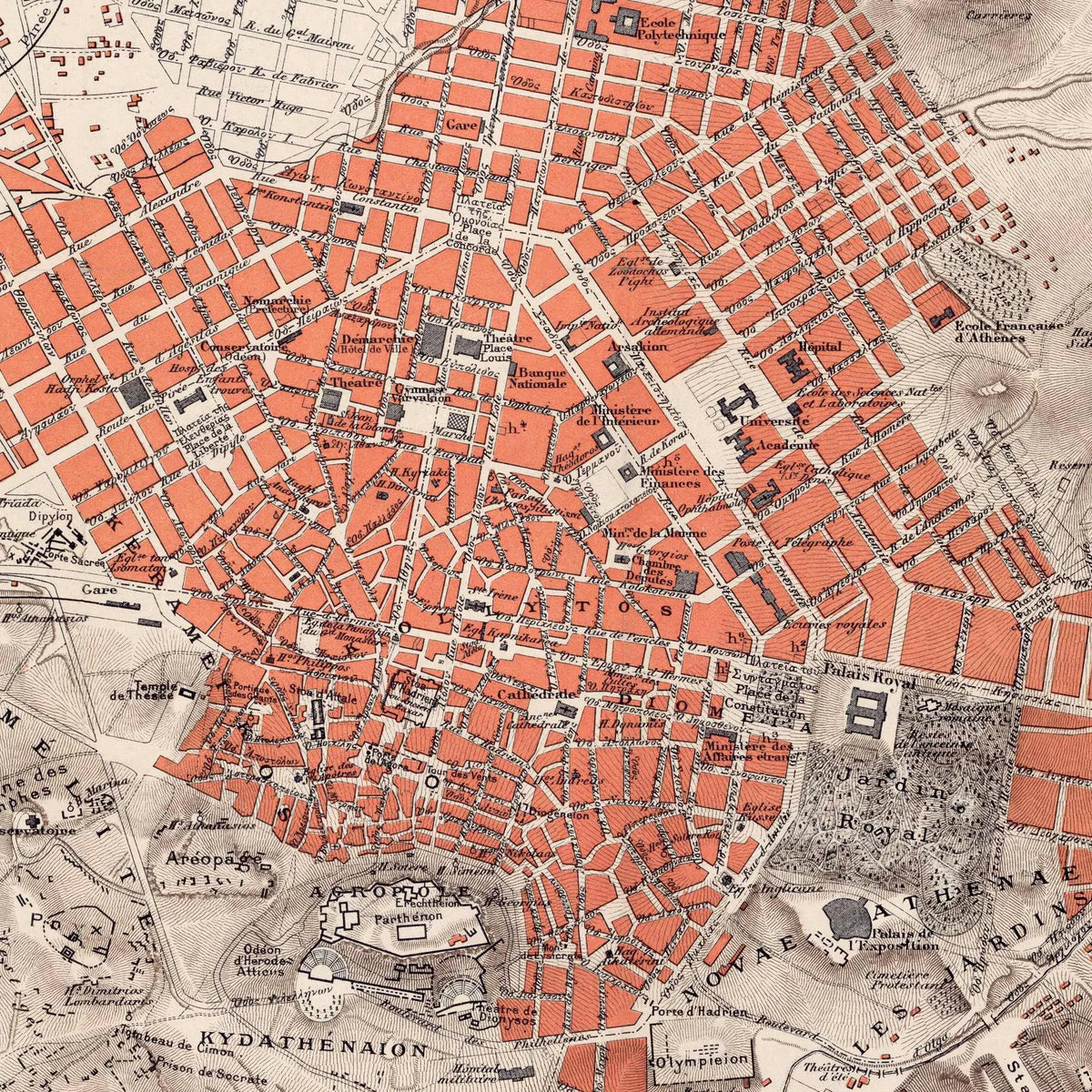 Plan d'Athènes 1888 - Bykort – billede 4
