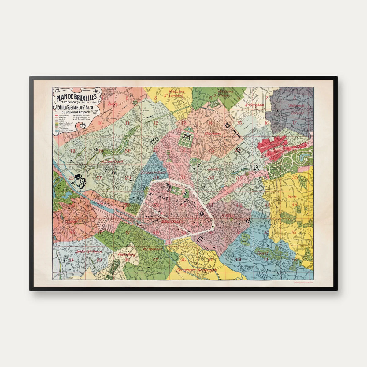 Plan de Bruxelles et ses faubourgs 1910 - Bykort – billede 1