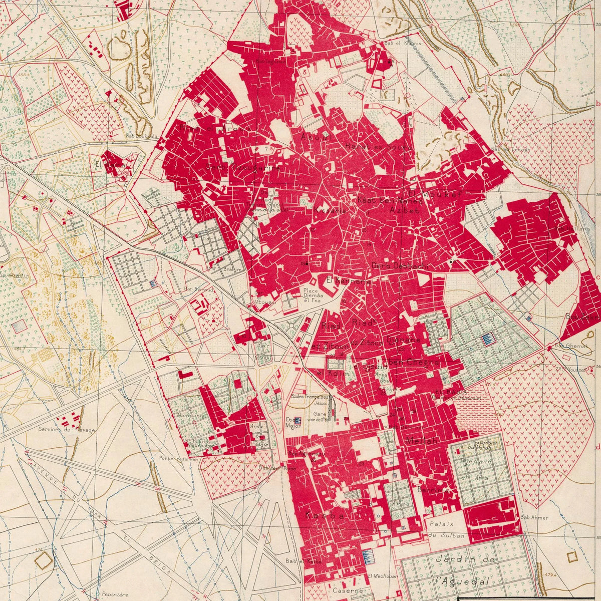 Plan de Marrakech 1924 - Bykort - 80×62 cm – billede 4