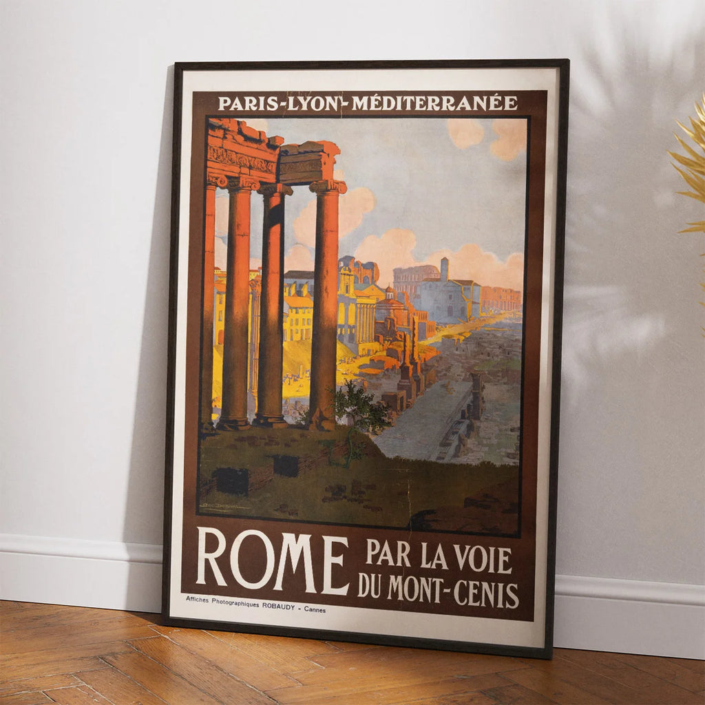 Rome par la voie du Mont-Cenis ca. 1920 - Rejseplakat – billede 2