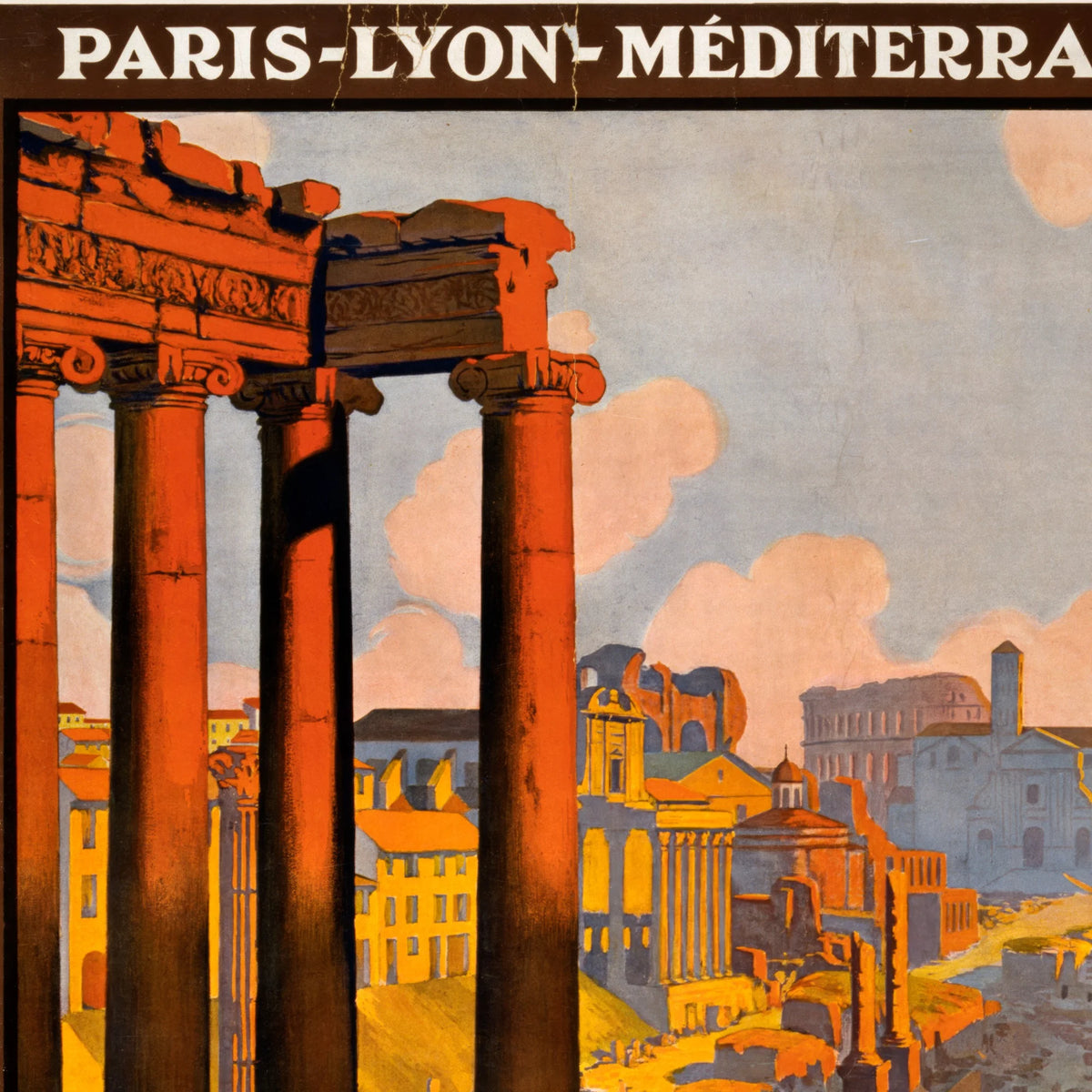 Rome par la voie du Mont-Cenis ca. 1920 - Rejseplakat – billede 4