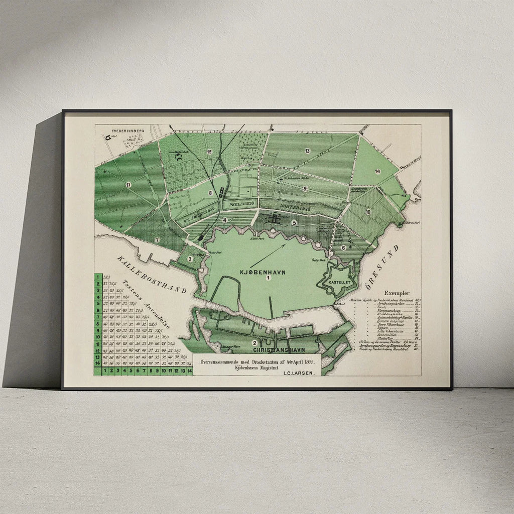 Taxa i København 1869 - Droskekort med takster og ruter – billede 3