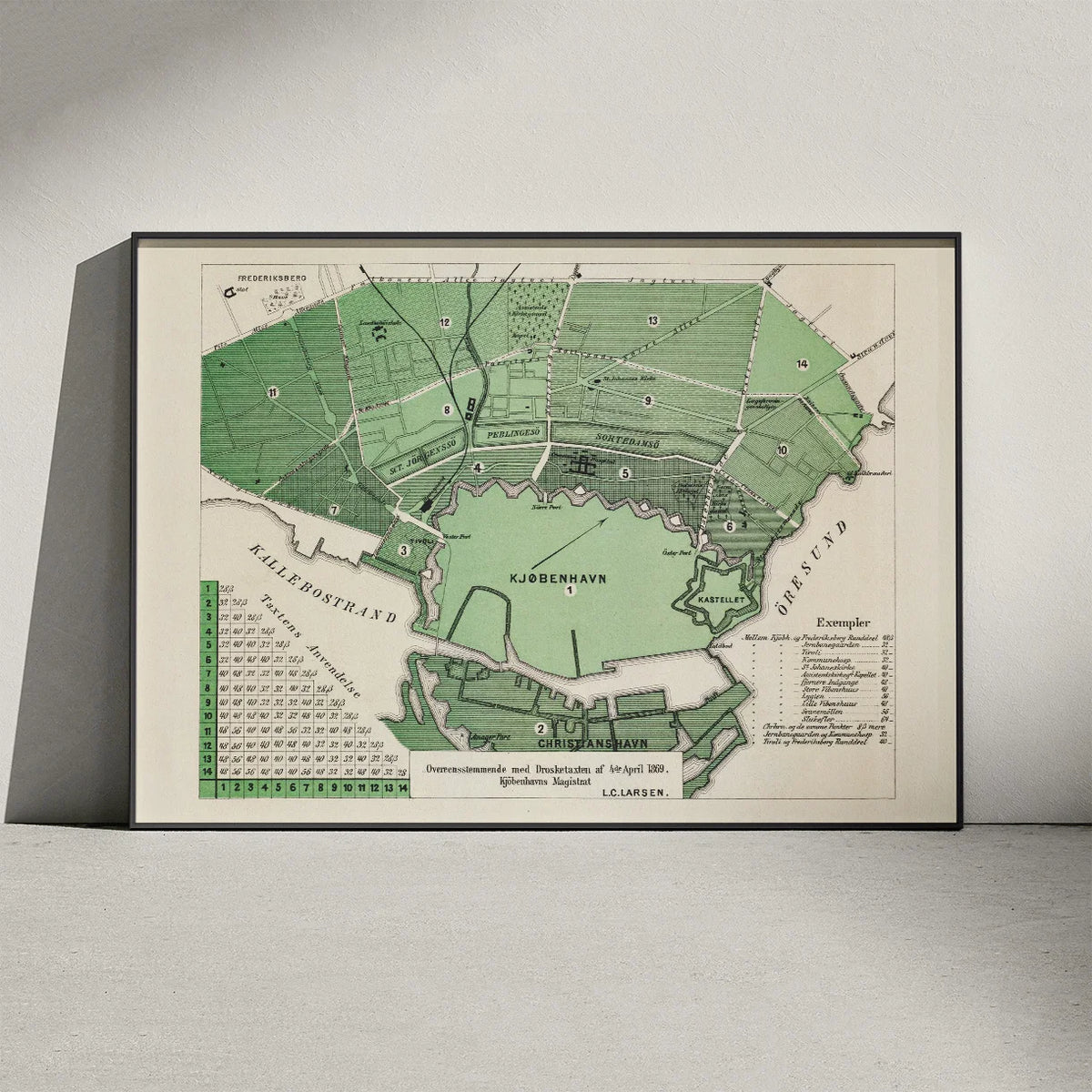 Taxa i København 1869 - Droskekort med takster og ruter – billede 3