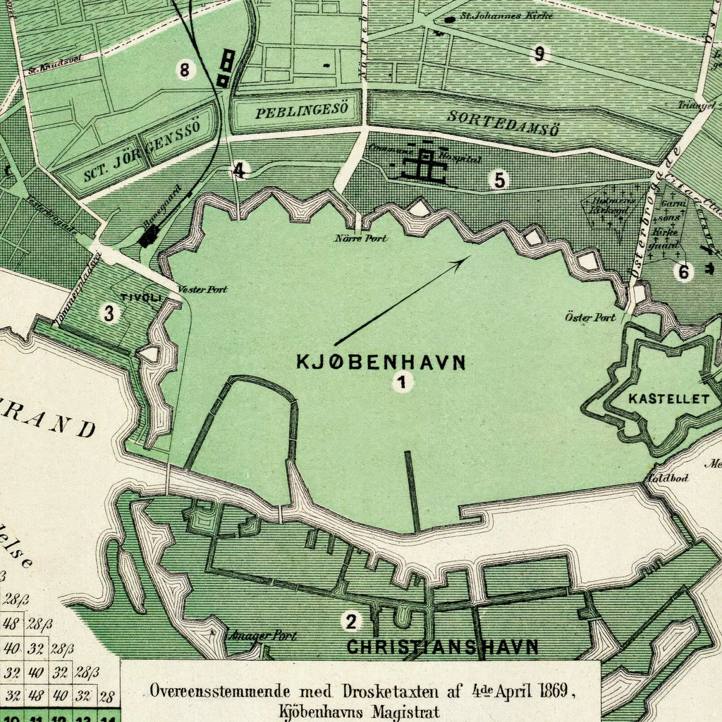 Taxa i København 1869 - Droskekort med takster og ruter – billede 4
