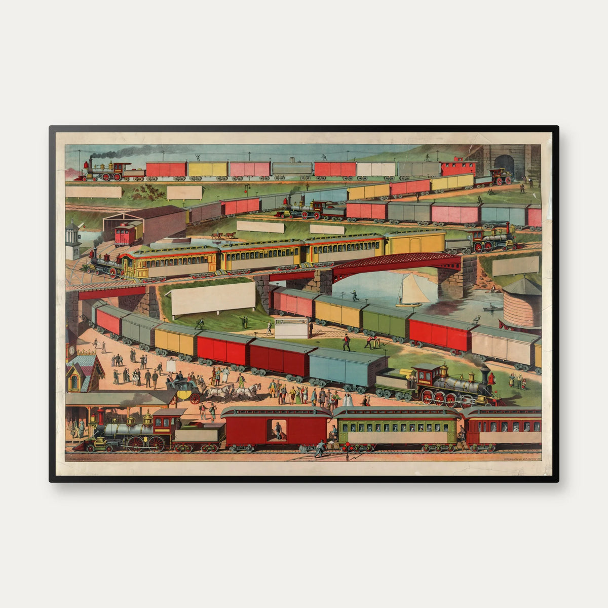 Zig-zag passenger and freight train 1885 - Jernbaneplakat – billede 1