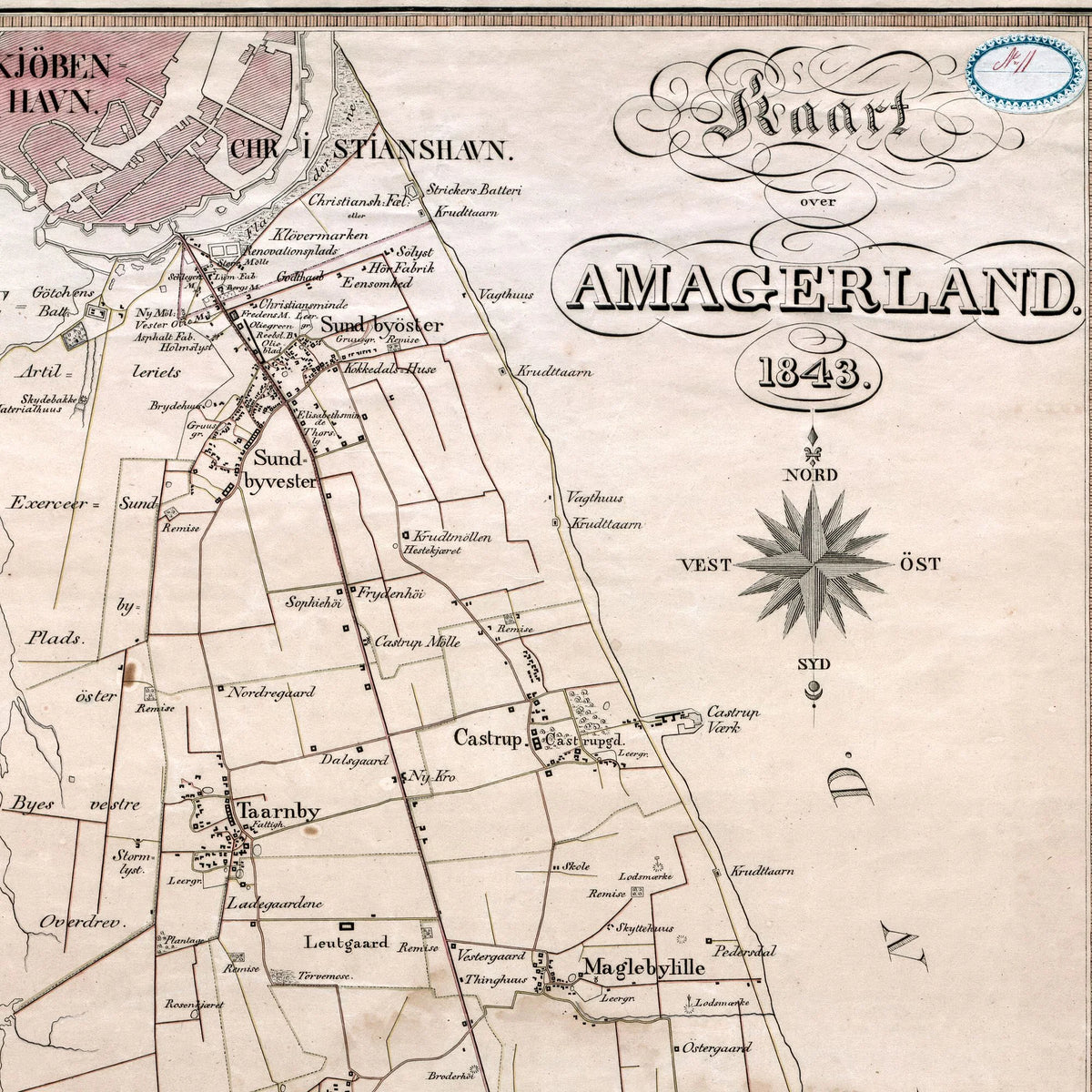 Amagerland 1843 - Historisk kort over Amager – billede 4