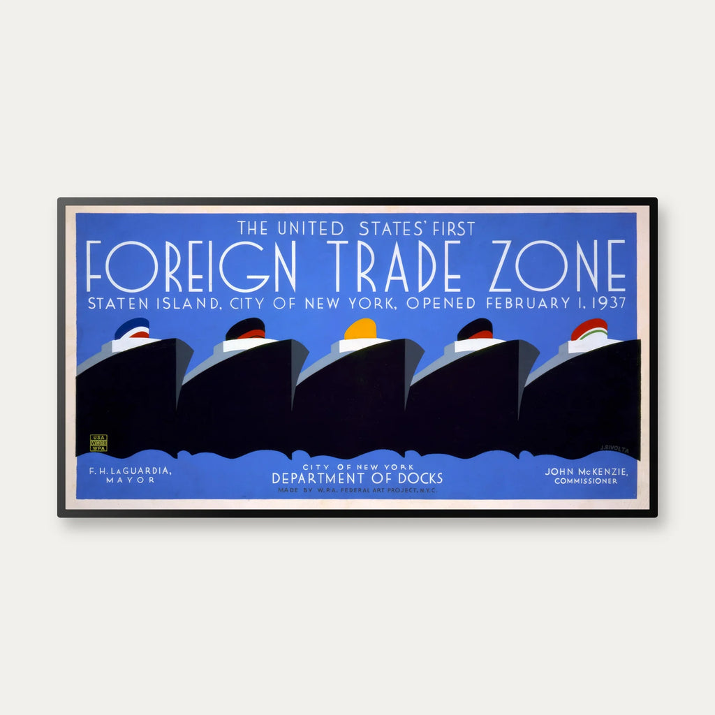 The United States' first foreign trade zone 1937 - Plakat - 60×32 cm – billede 1