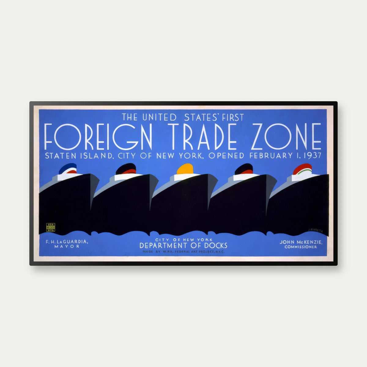 The United States' first foreign trade zone 1937 - Plakat - 60×32 cm – billede 1