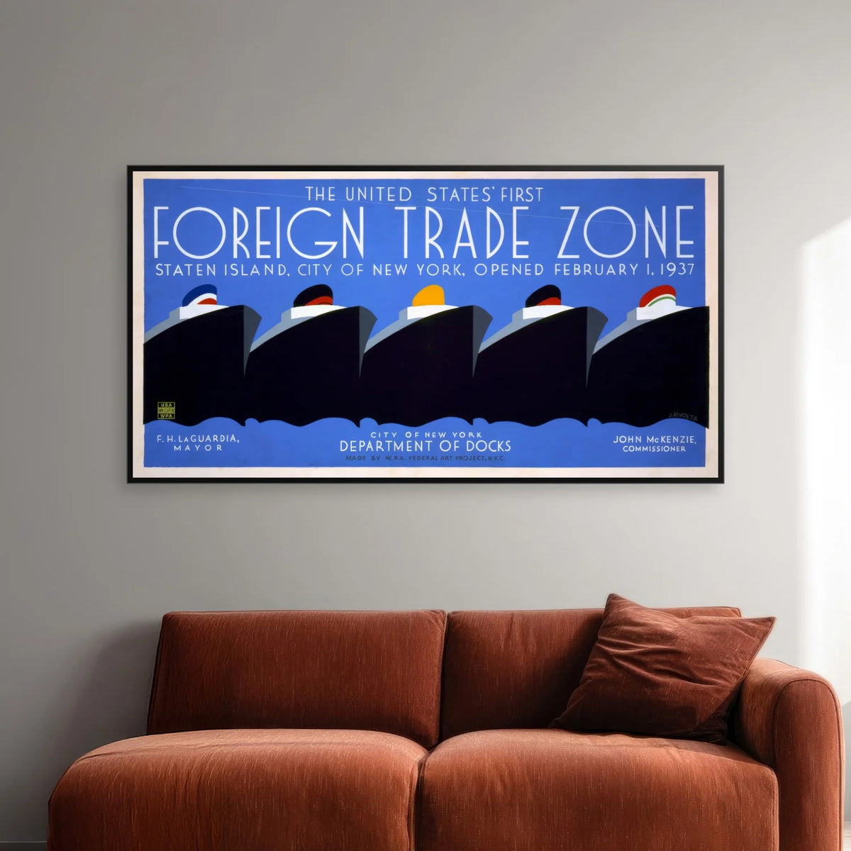 The United States' first foreign trade zone 1937 - Plakat - 60×32 cm – billede 2