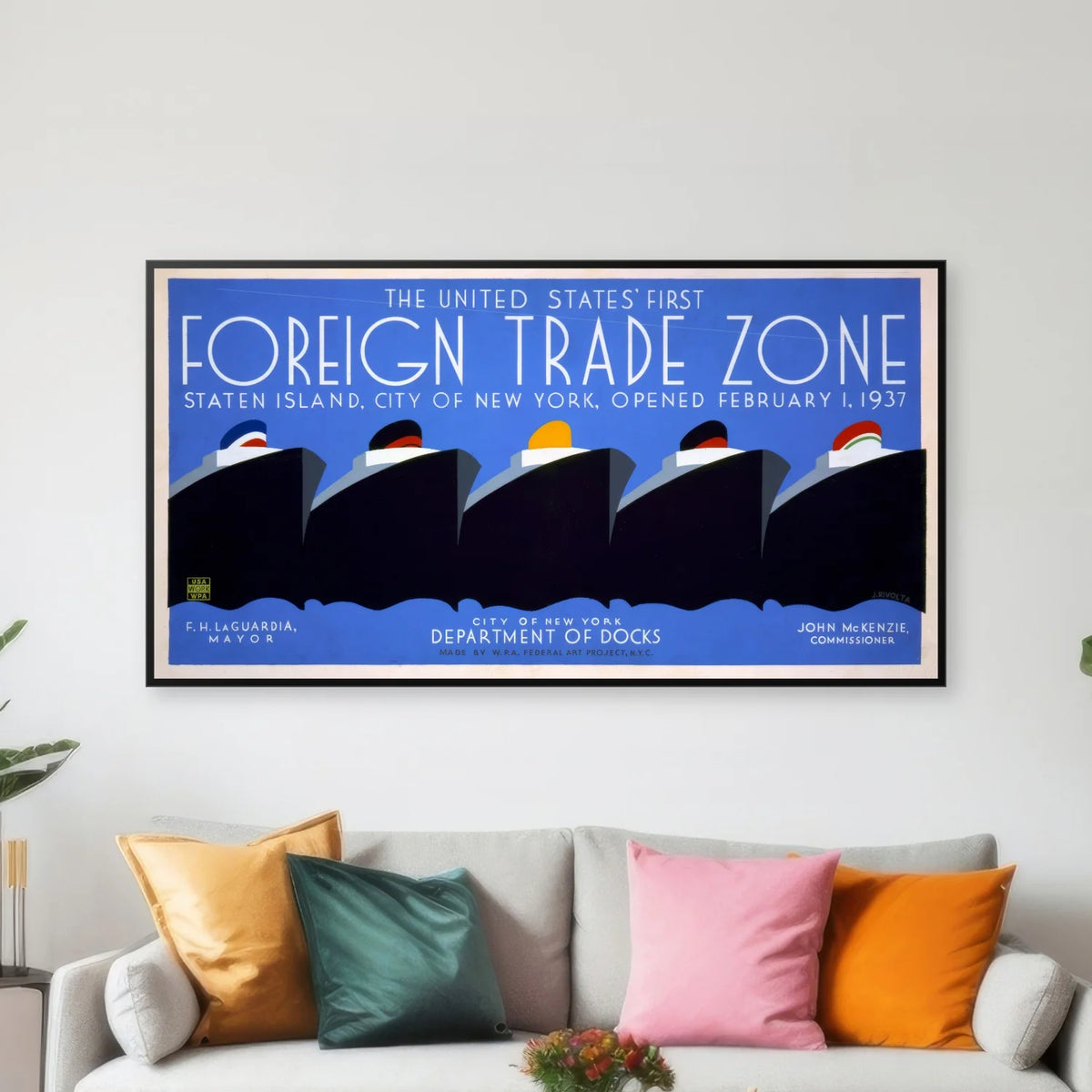 The United States' first foreign trade zone 1937 - Plakat - 60×32 cm – billede 3