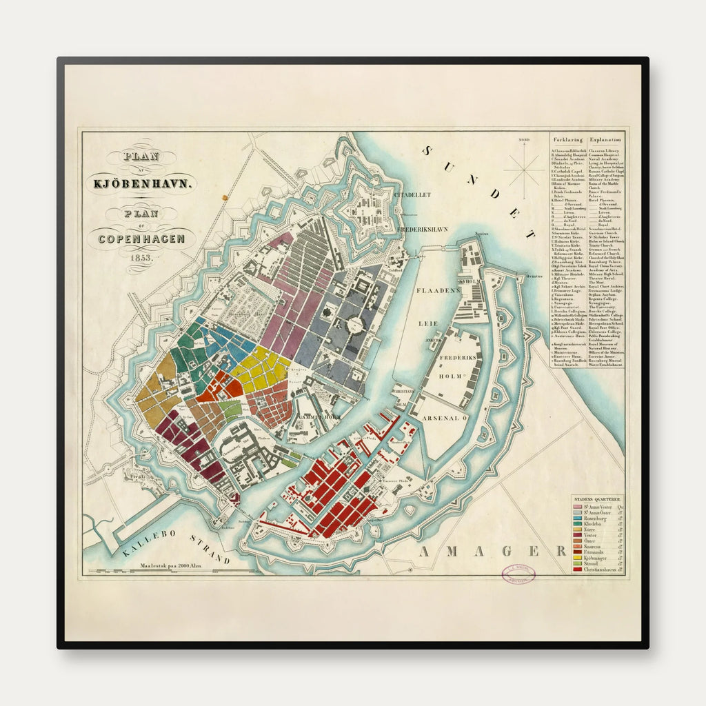 Plan af København 1853 - Historisk bykort – billede 1