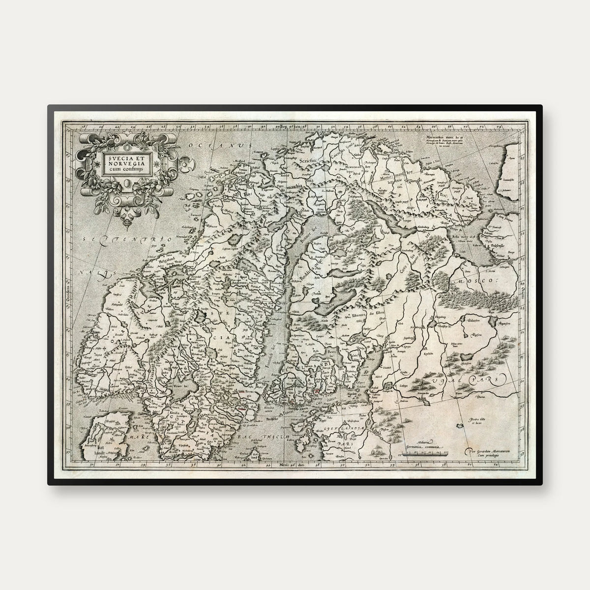 Sverige og Norge med tilstødende lande 1633 - 65×50 cm – billede 1