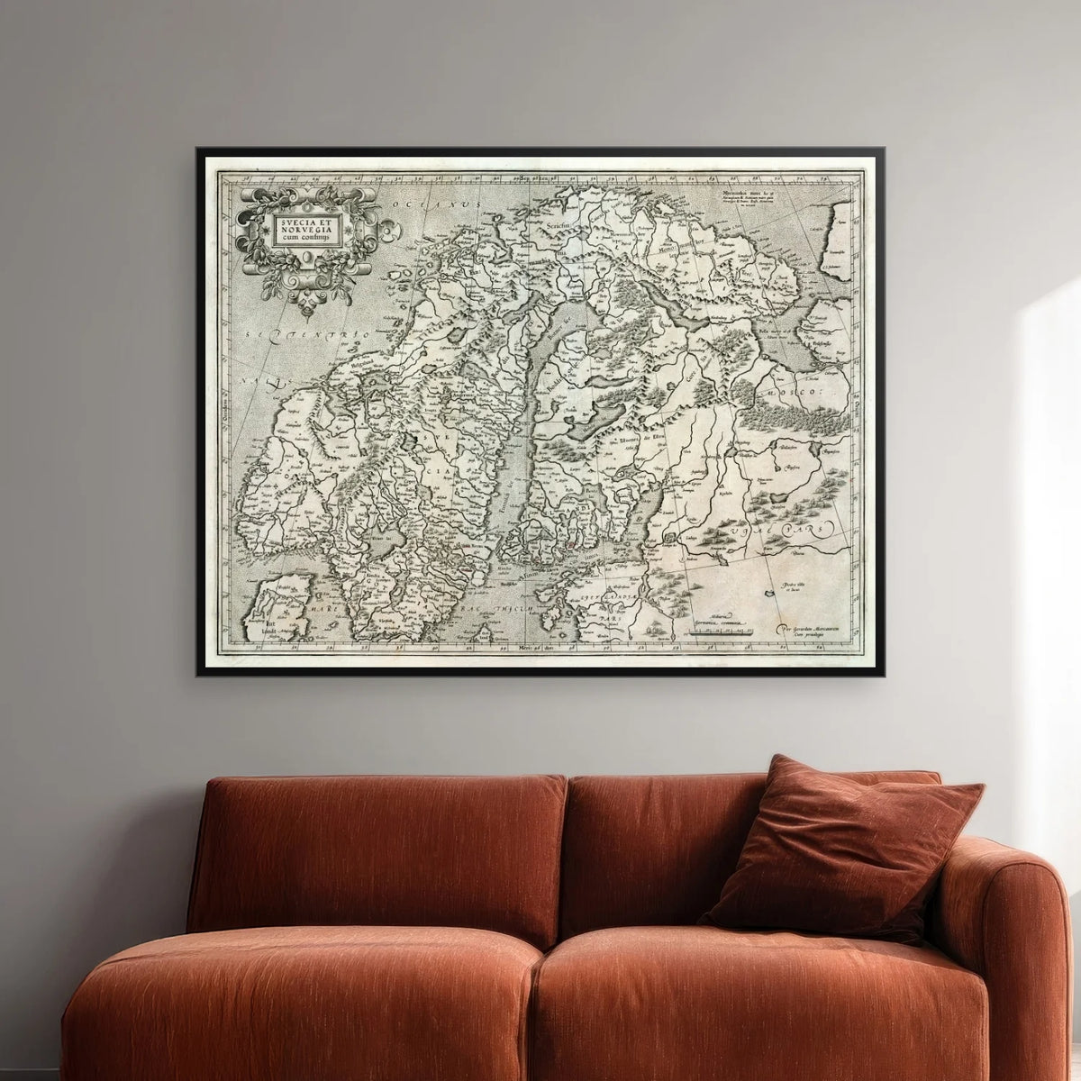 Sverige og Norge med tilstødende lande 1633 - 65×50 cm – billede 2