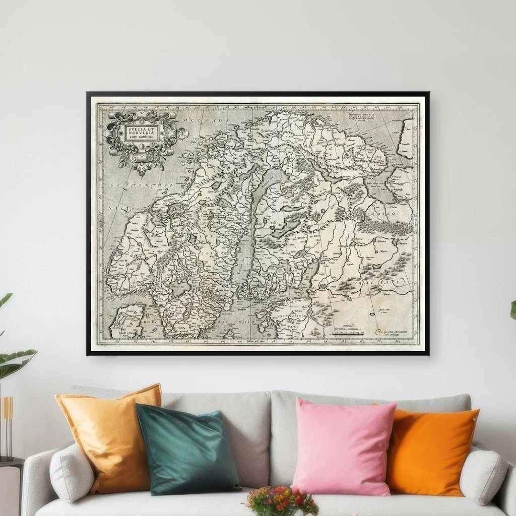 Sverige og Norge med tilstødende lande 1633 - 65×50 cm – billede 3