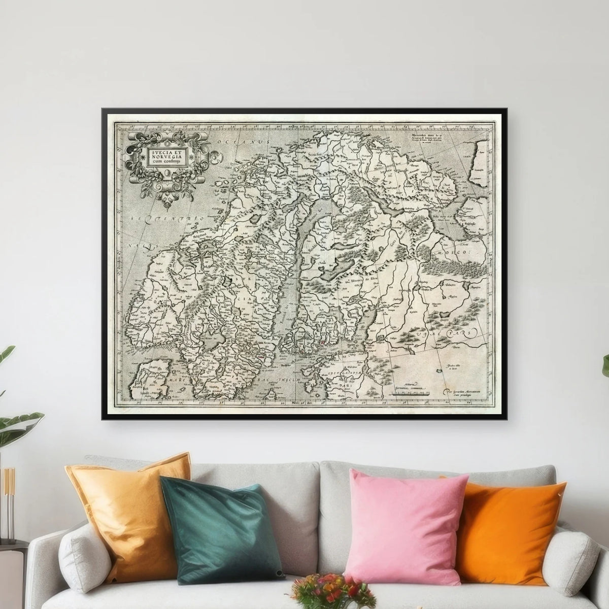 Sverige og Norge med tilstødende lande 1633 - 65×50 cm – billede 3