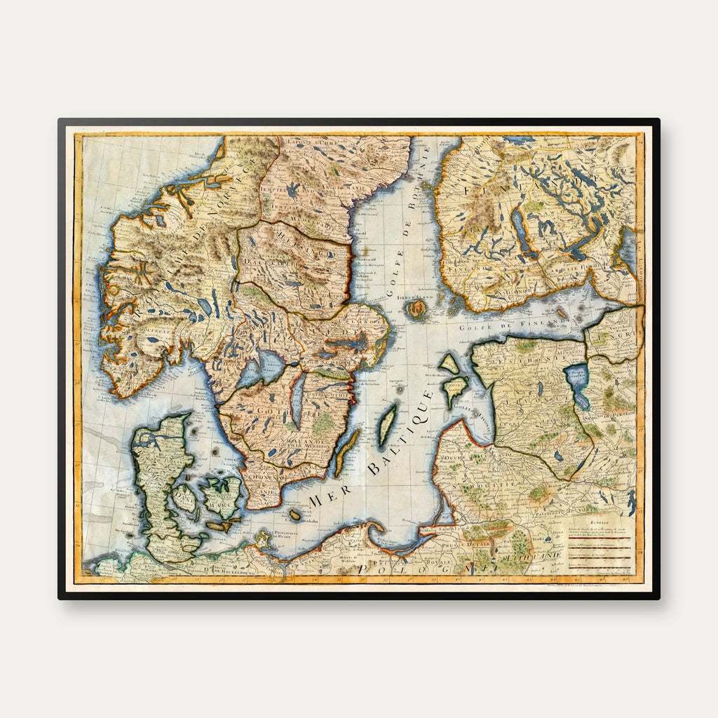 Carte des Courones du Nord 1788 - Landkort - 65×52 cm – billede 1