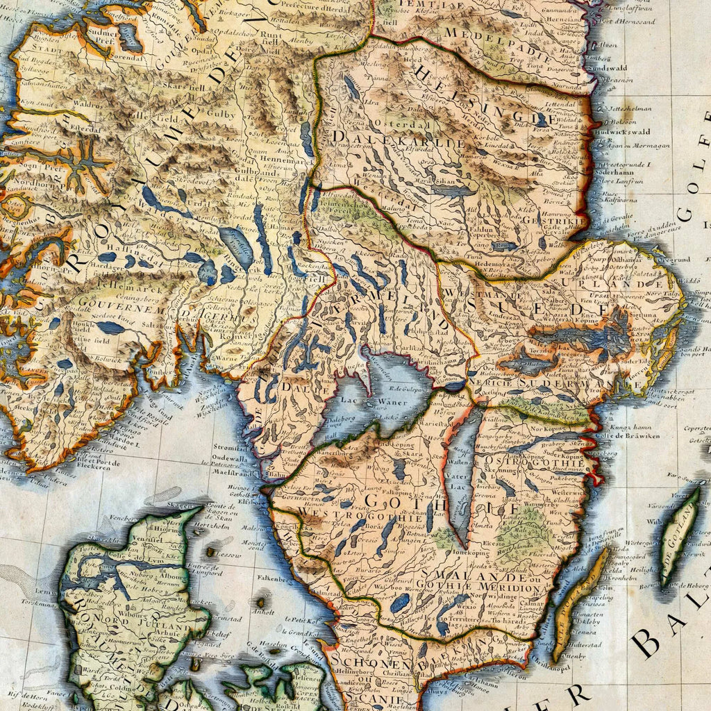Carte des Courones du Nord 1788 - Landkort - 65×52 cm – billede 4