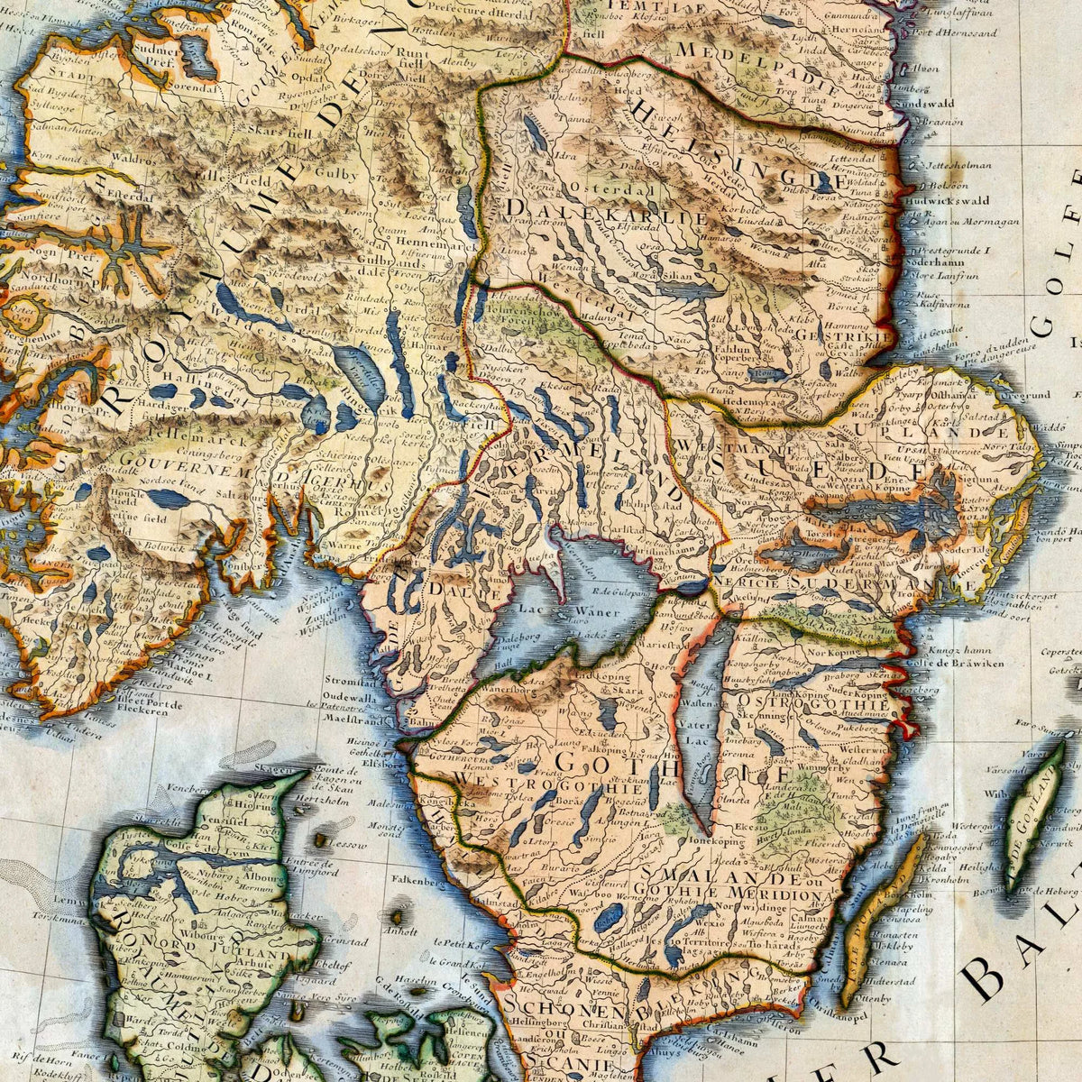 Carte des Courones du Nord 1788 - Landkort - 65×52 cm – billede 4