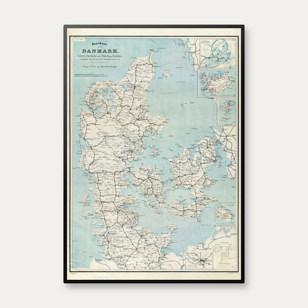 Postkort over Danmark, Island, Færøerne 1895 - Jernbanekort – billede 1