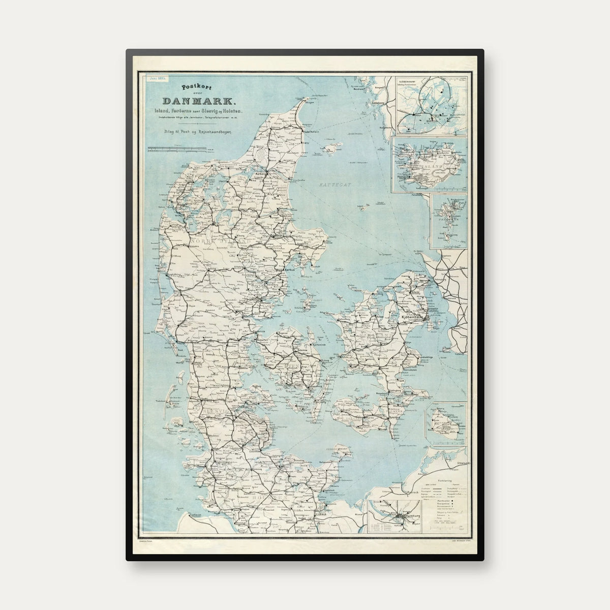 Postkort over Danmark, Island, Færøerne 1895 - Jernbanekort – billede 1
