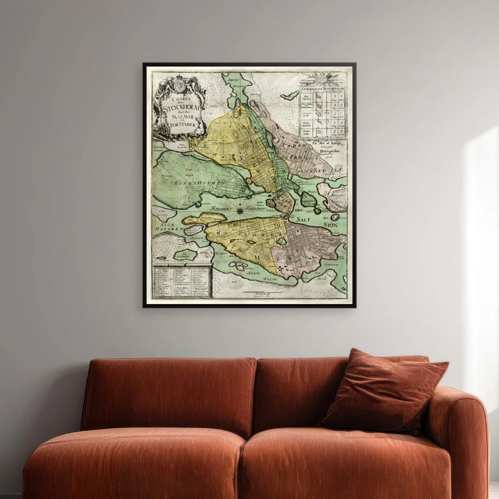 Charta Stockholm 1751 - Bykort - 61×70 cm – billede 2