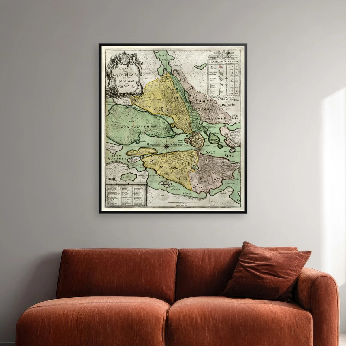 Charta Stockholm 1751 - Bykort - 61×70 cm – billede 2