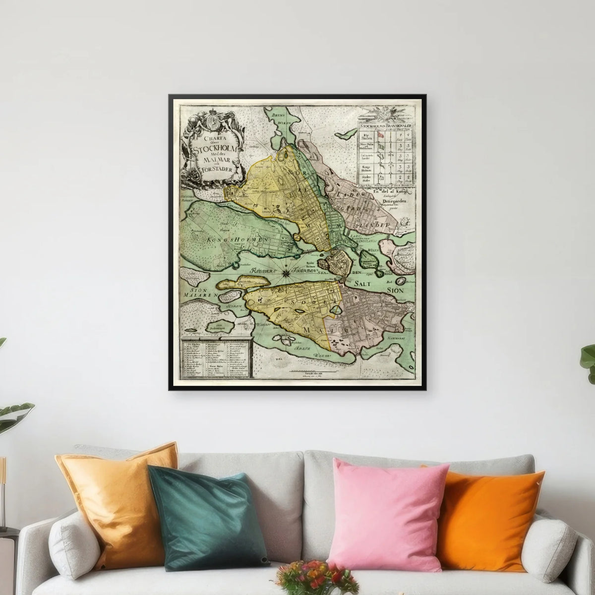 Charta Stockholm 1751 - Bykort - 61×70 cm – billede 3