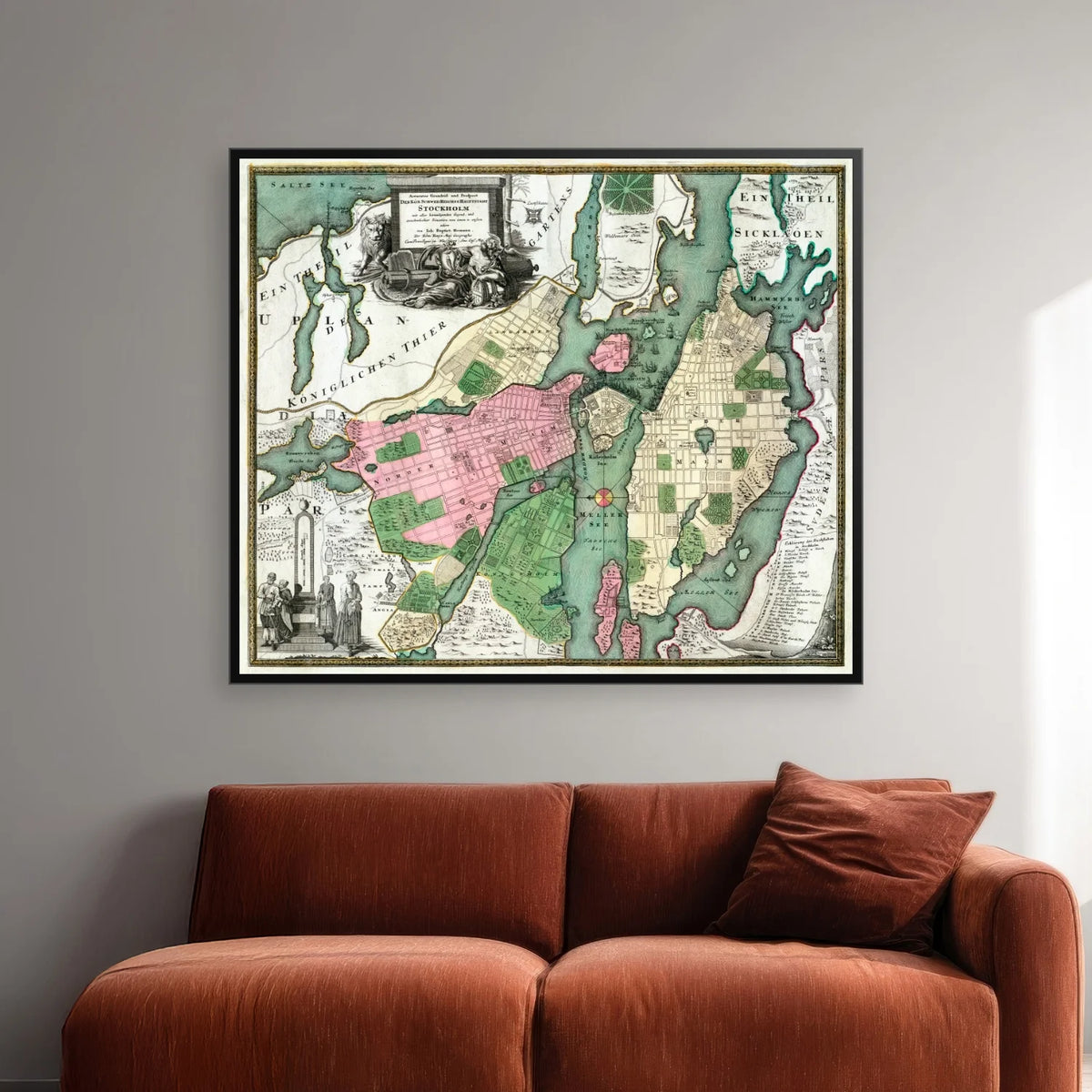 Prospect Stockholm 1715-1725 - Bykort - 65×55 cm – billede 2