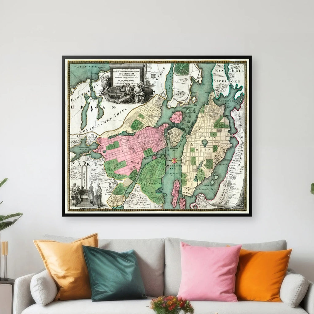 Prospect Stockholm 1715-1725 - Bykort - 65×55 cm – billede 3