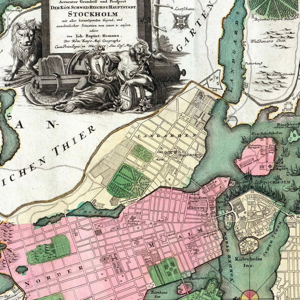 Prospect Stockholm 1715-1725 - Bykort - 65×55 cm – billede 4