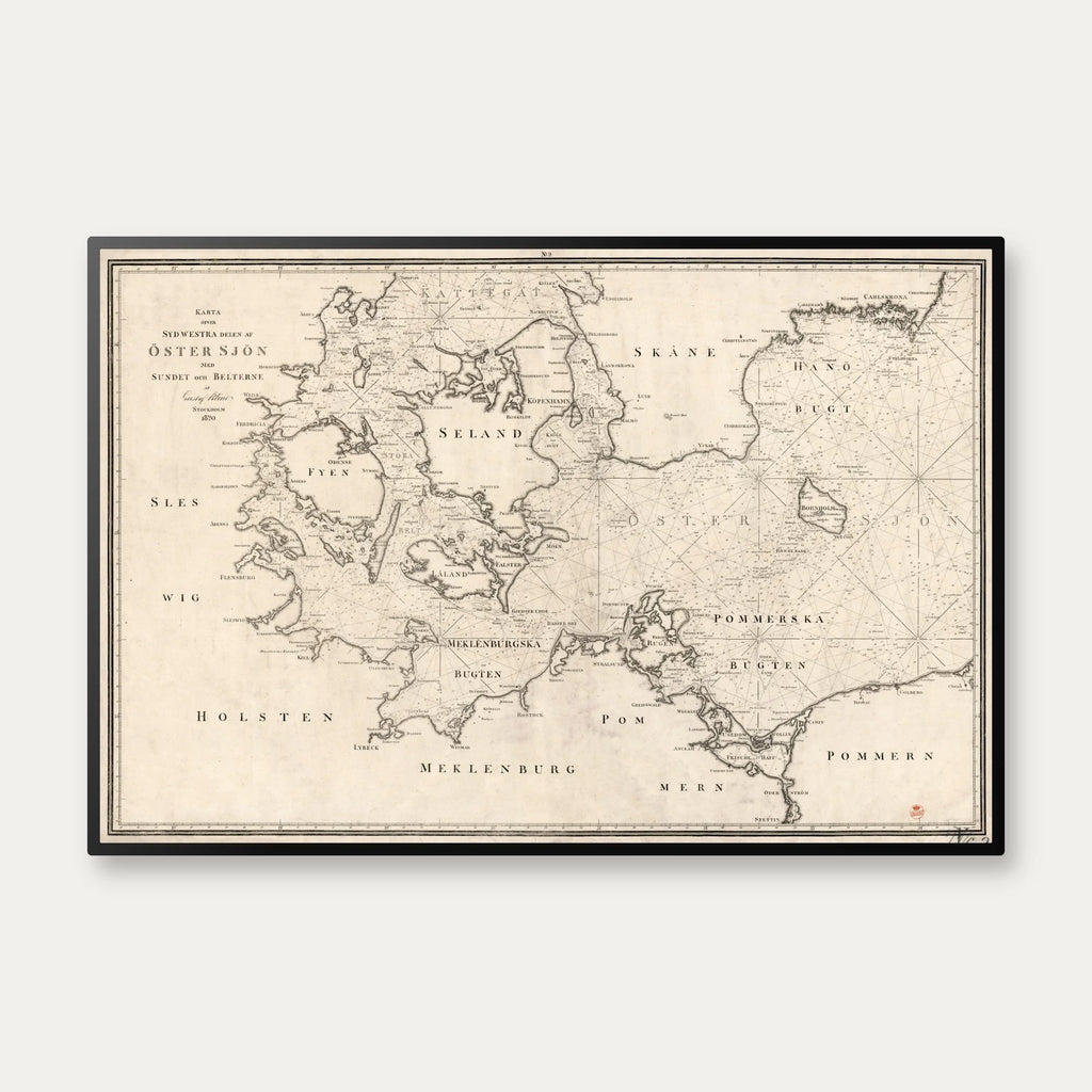 Öster Sjön 1820 - Syd westra Del - Søkort - 80×54 cm – billede 1