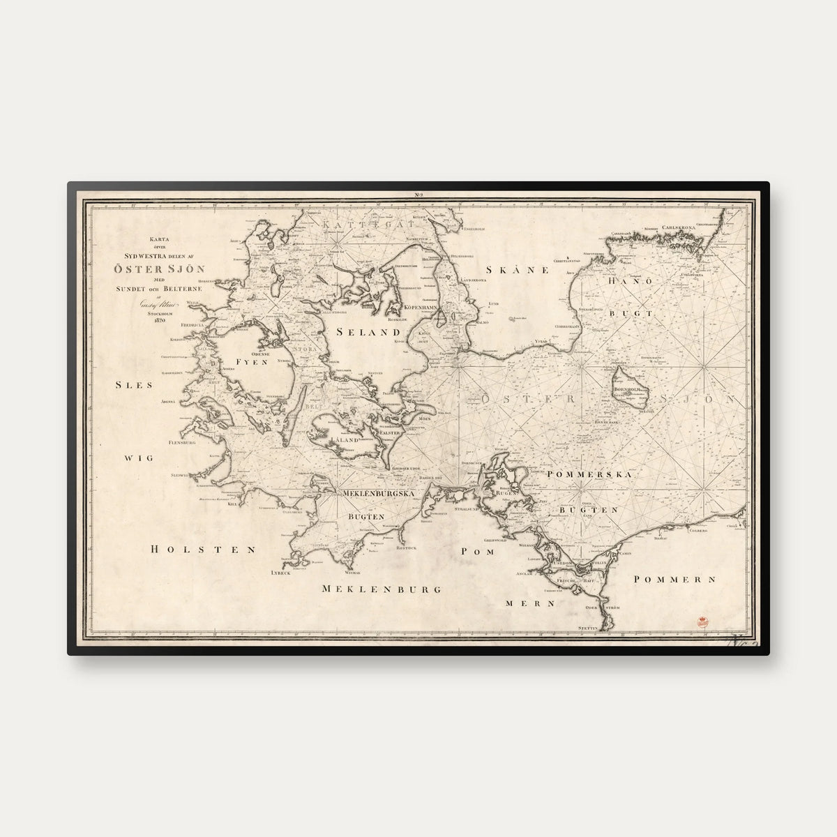 Öster Sjön 1820 - Syd westra Del - Søkort - 80×54 cm – billede 1