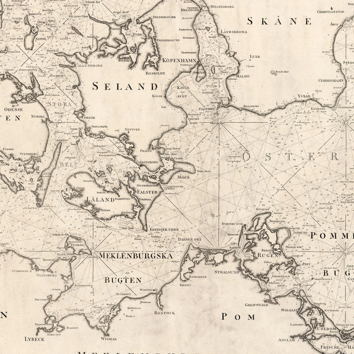 Öster Sjön 1820 - Syd westra Del - Søkort - 80×54 cm – billede 4