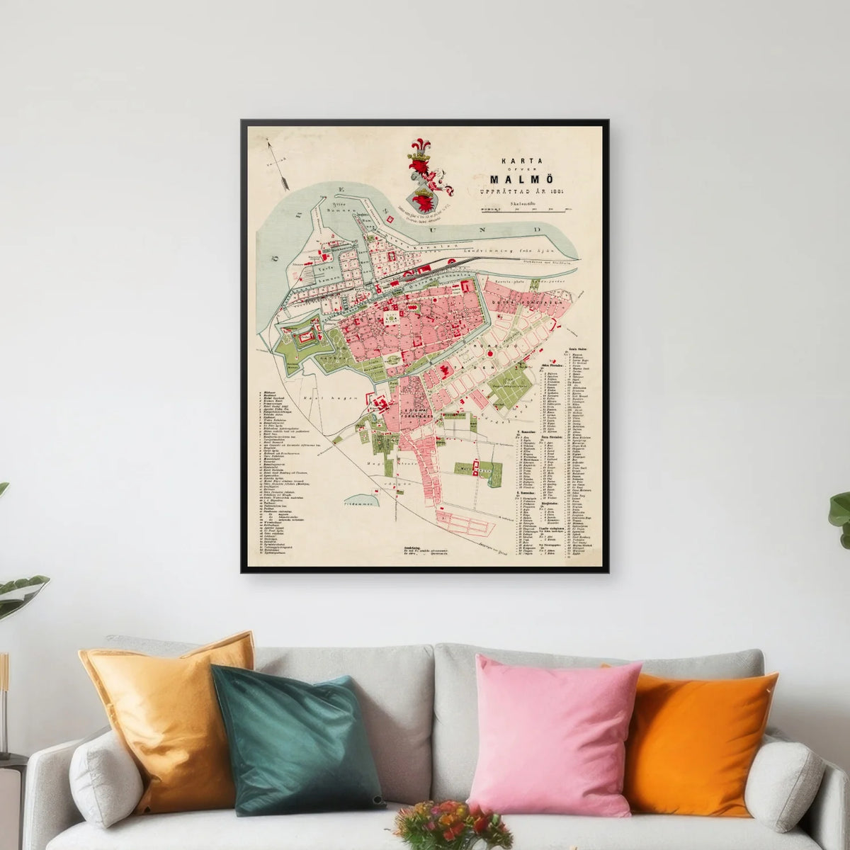 Karta öfver Malmö 1881 - Bykort - 65×80 cm – billede 3