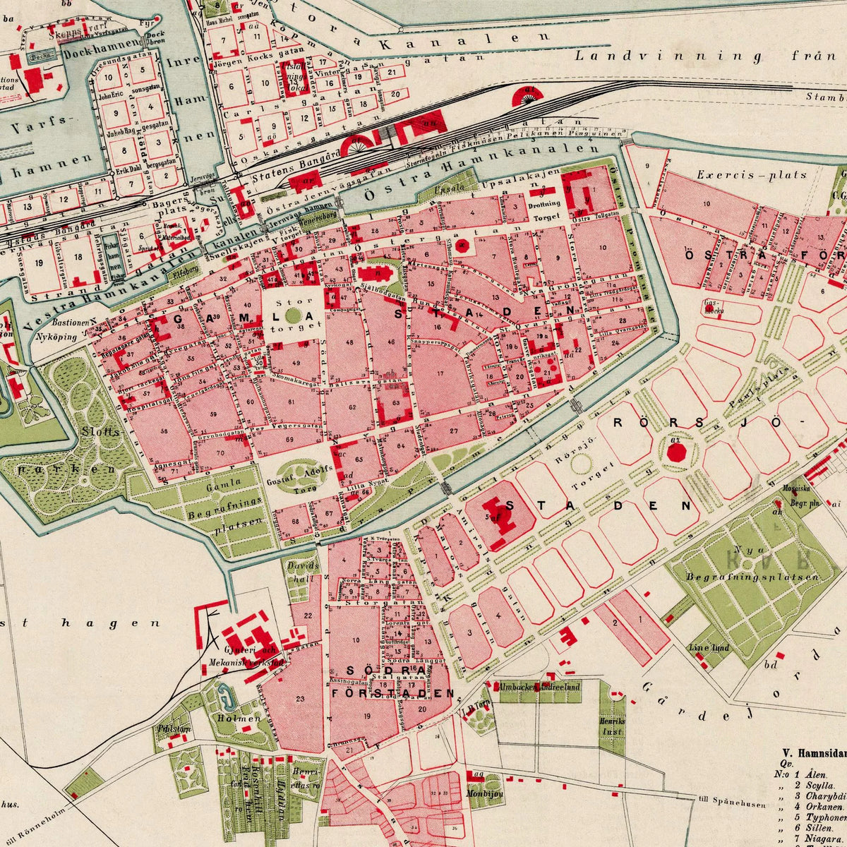 Karta öfver Malmö 1881 - Bykort - 65×80 cm – billede 4