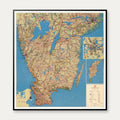 Vägkarta över Sverige 1949 - Vejkort - 84×90 cm – billede 1