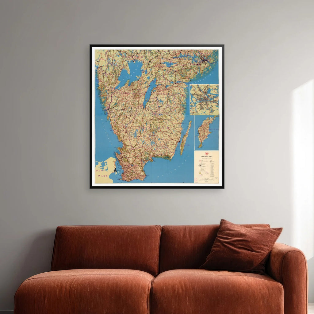 Vägkarta över Sverige 1949 - Vejkort - 84×90 cm – billede 2