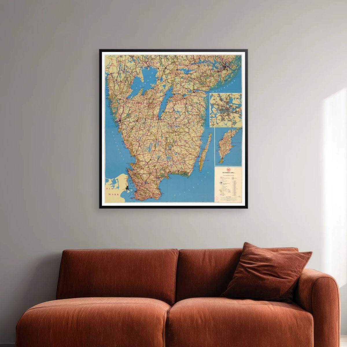 Vägkarta över Sverige 1949 - Vejkort - 84×90 cm – billede 2