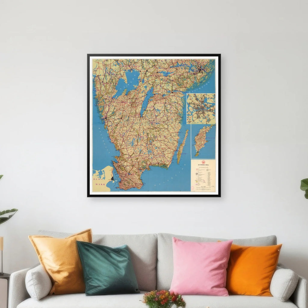 Vägkarta över Sverige 1949 - Vejkort - 84×90 cm – billede 3
